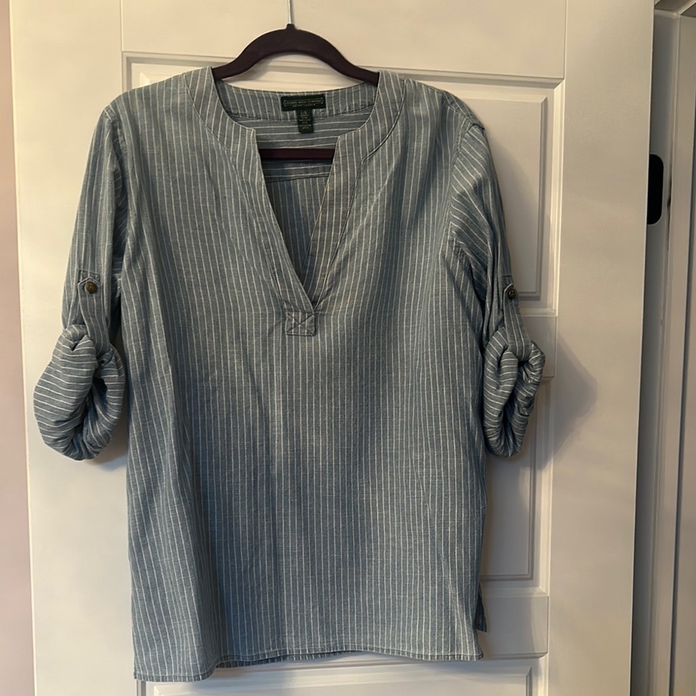 Lauren Ralph Lauren Light Blue Pinstripe Tunic